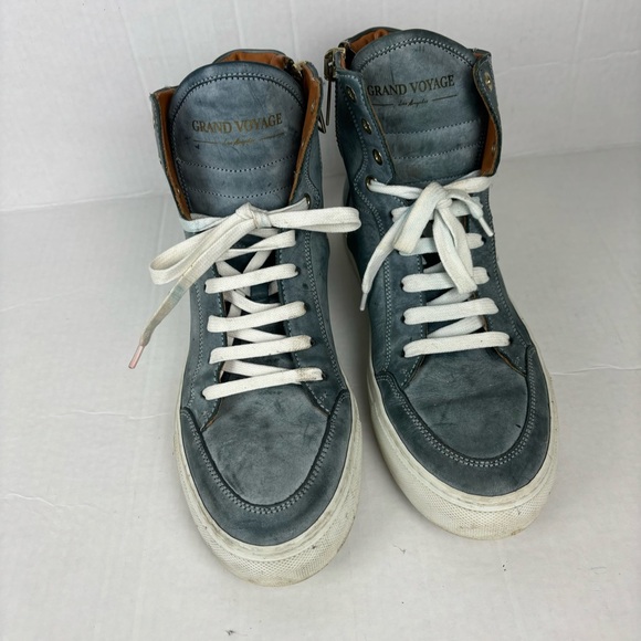 Grand Voyage/LA “Belmondo High”high-top sneakers in blue burnished Men’s 9.5 - Picture 4 of 16